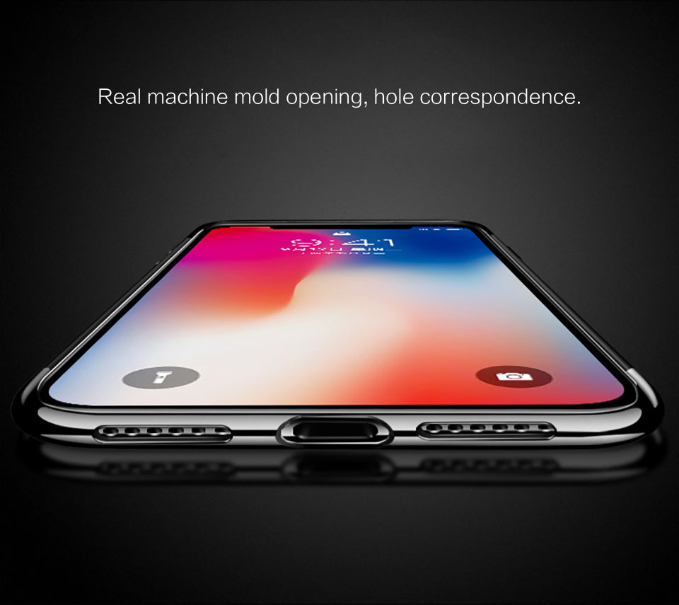 Ultra thin case Plating TPU transparent Silicone Case Cover for Iphone X