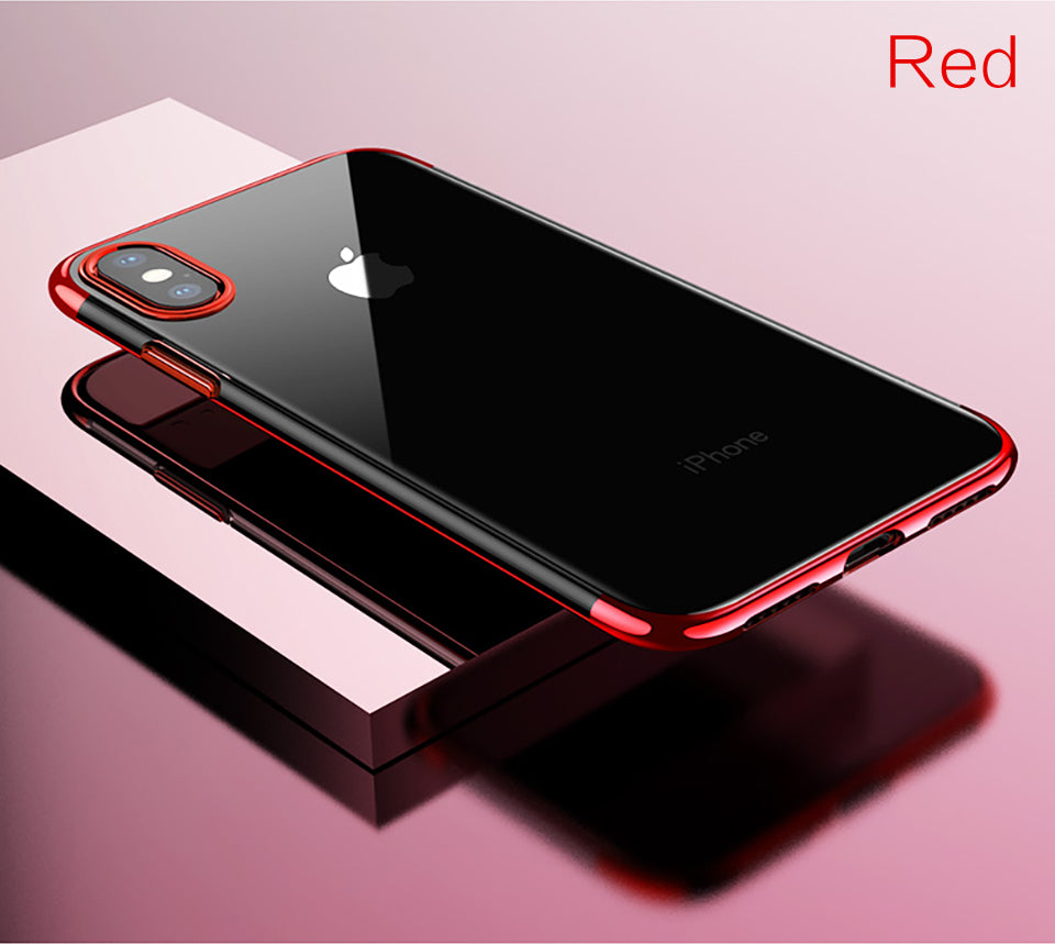 Ultra thin case Plating TPU transparent Silicone Case Cover for Iphone X