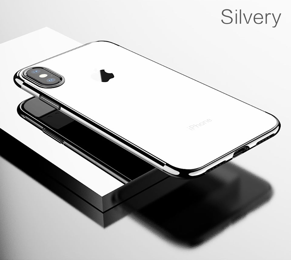 Ultra thin case Plating TPU transparent Silicone Case Cover for Iphone X