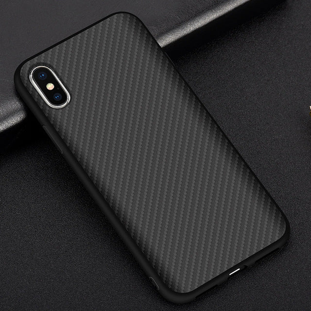 KEYSION Case for iPhone X Carbon Fiber Textured Hybrid PC + TPU Silicone Edge Anti-knock Phone Bag Cover for iPhone 10