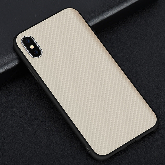 KEYSION Case for iPhone X Carbon Fiber Textured Hybrid PC + TPU Silicone Edge Anti-knock Phone Bag Cover for iPhone 10