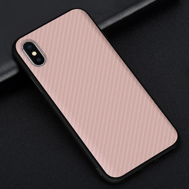 KEYSION Case for iPhone X Carbon Fiber Textured Hybrid PC + TPU Silicone Edge Anti-knock Phone Bag Cover for iPhone 10