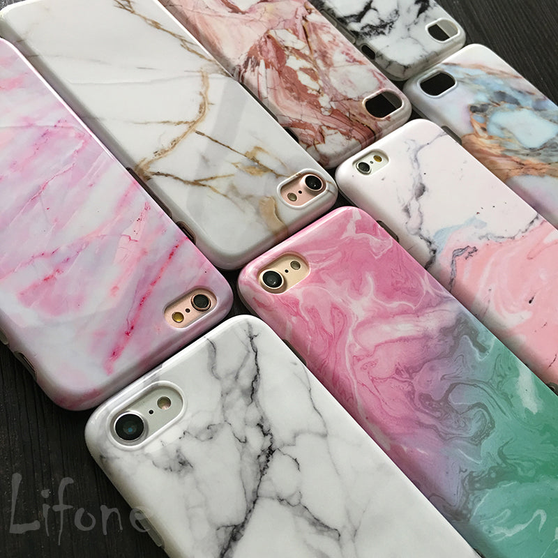 Marble Stone Gel Case For iPhone 7 6 6S Plus Soft Silicone Granite Cover Back For iPhone X, 8 Plus
