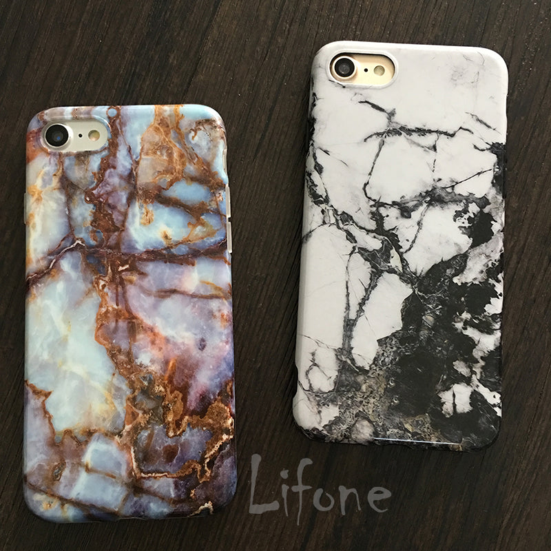 Marble Stone Gel Case For iPhone 7 6 6S Plus Soft Silicone Granite Cover Back For iPhone X, 8 Plus