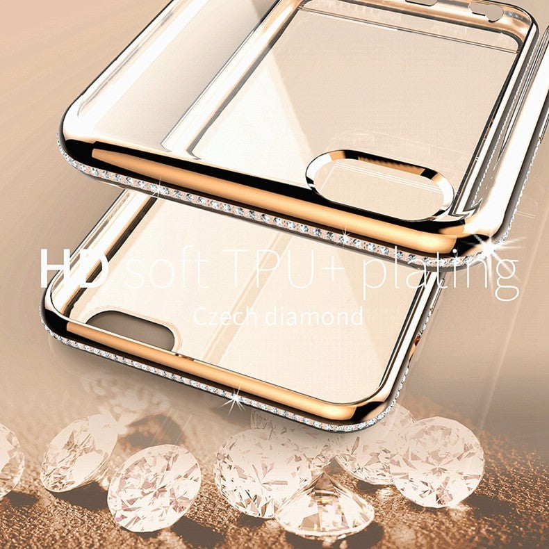 iPhone Diamond Case For iPhone X 6s 7 8 Slim Clear Soft TPU Crystal Rhinestone Silicone cover back
