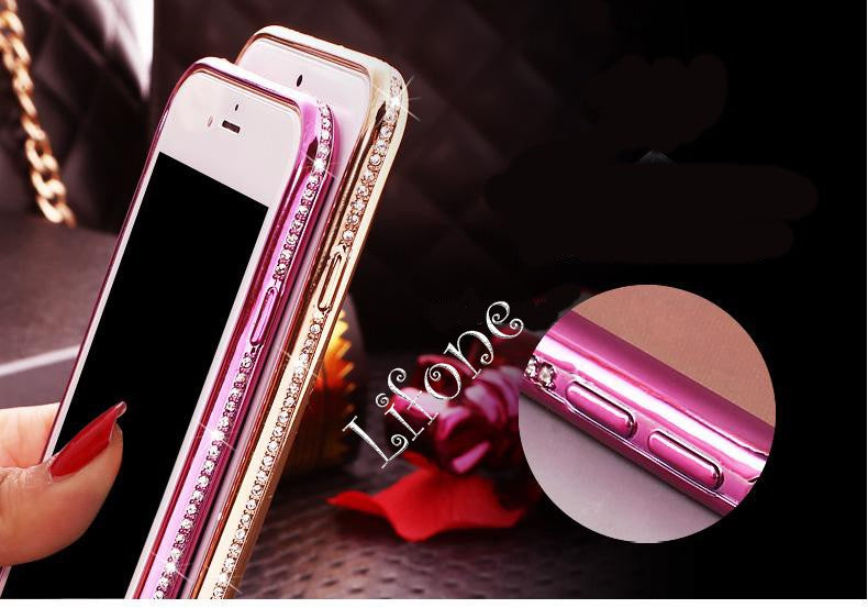 iPhone Diamond Case For iPhone X 6s 7 8 Slim Clear Soft TPU Crystal Rhinestone Silicone cover back