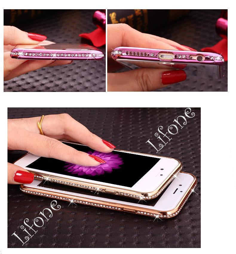 iPhone Diamond Case For iPhone X 6s 7 8 Slim Clear Soft TPU Crystal Rhinestone Silicone cover back