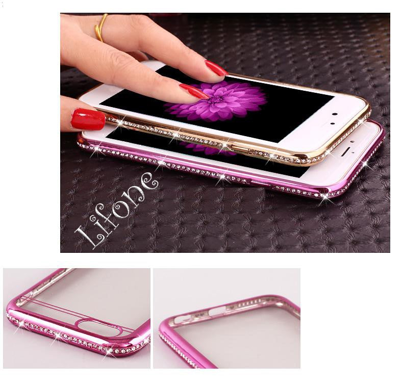 iPhone Diamond Case For iPhone X 6s 7 8 Slim Clear Soft TPU Crystal Rhinestone Silicone cover back