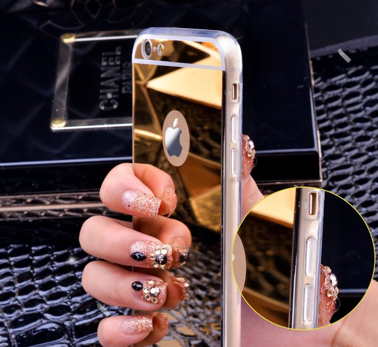 Rose gold Luxury Mirror Flash Fashion Case For iPhone 7 6 6S Plus 5s SE Soft Clear TPU Cover For iPhone 6 7 6S 5S