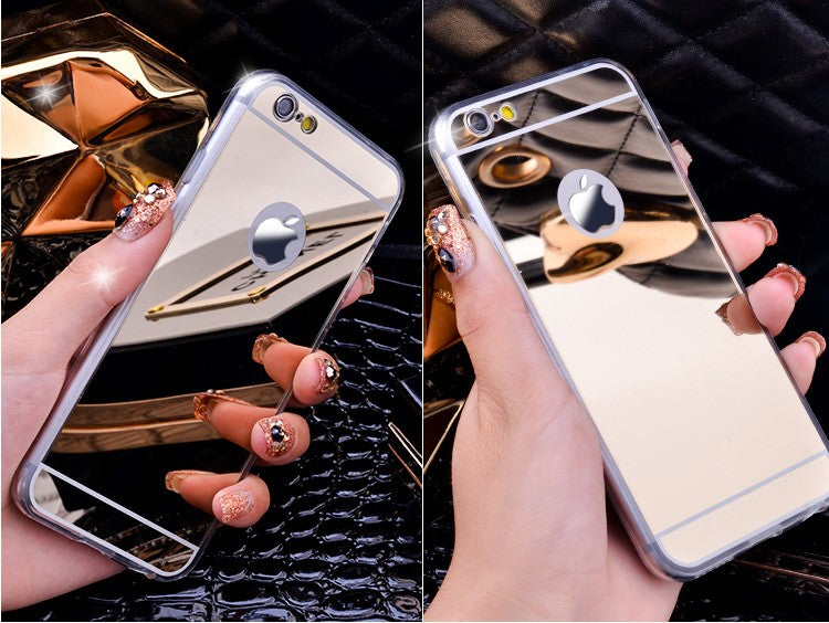 Rose gold Luxury Mirror Flash Fashion Case For iPhone 7 6 6S Plus 5s SE Soft Clear TPU Cover For iPhone 6 7 6S 5S