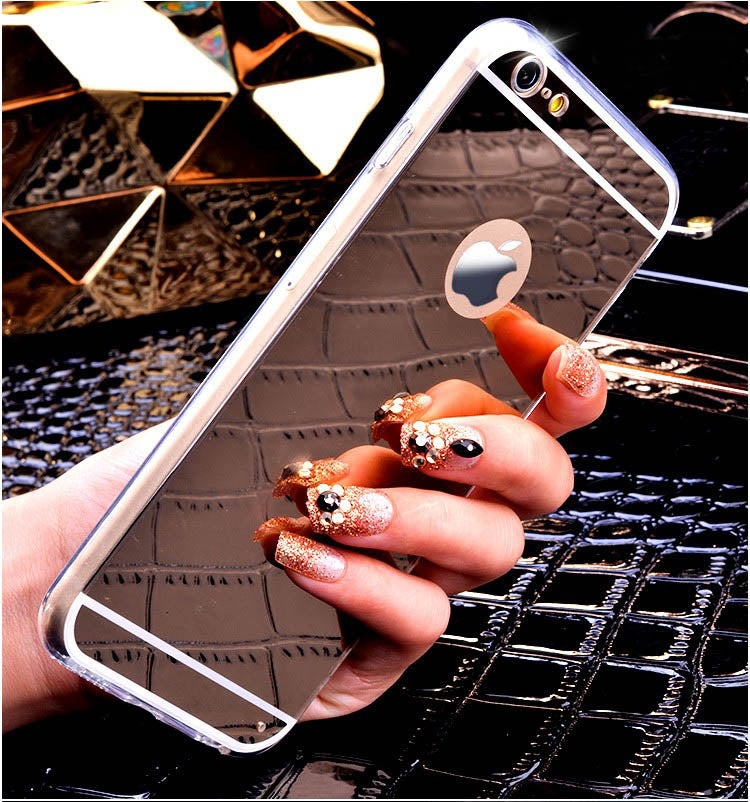 Rose gold Luxury Mirror Flash Fashion Case For iPhone 7 6 6S Plus 5s SE Soft Clear TPU Cover For iPhone 6 7 6S 5S