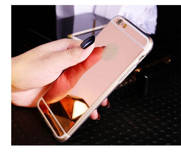 Rose gold Luxury Mirror Flash Fashion Case For iPhone 7 6 6S Plus 5s SE Soft Clear TPU Cover For iPhone 6 7 6S 5S