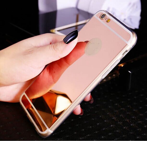Rose gold Luxury Mirror Flash Fashion Case For iPhone 7 6 6S Plus 5s SE Soft Clear TPU Cover For iPhone 6 7 6S 5S