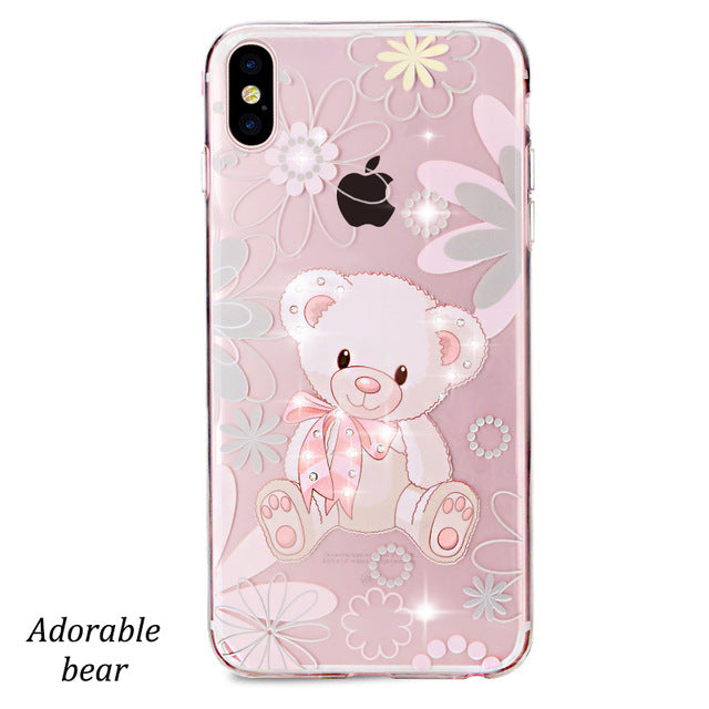 iphone x 10 Case Rhinestone Glitter Silicone Cover Original coque Luxury Crystal Diamond Soft Shell ultra thin