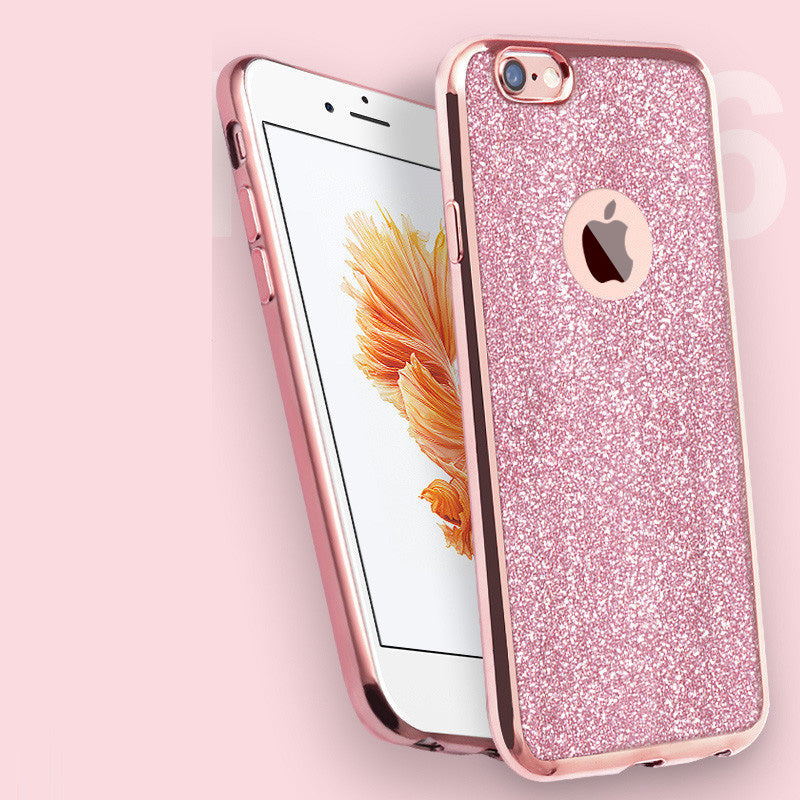 Kerzzil Luxury Clear TPU Phone Case For iPhone 7 & 8 Plus 6 6s 6 Plus SE X 5s Silicone Soft Plating Back Cover With Bling Card