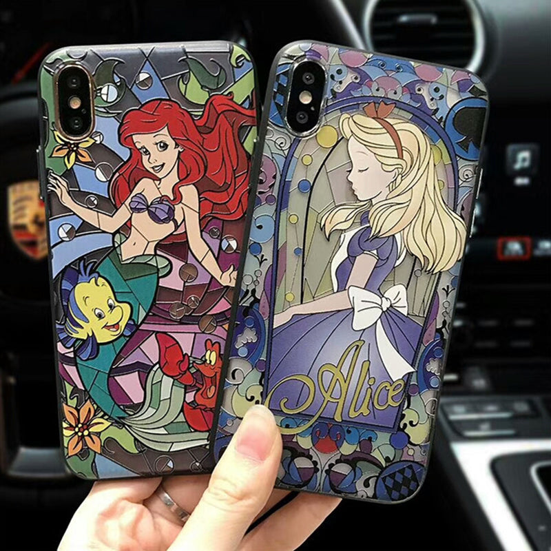 Matte 3D Relief Cute Mermaid Princess Phone Hard PC Cover Back For iPhone X 7 8 Plus