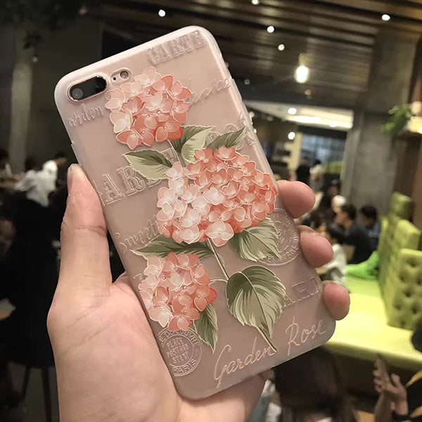 3D Relief Peach Lace Roses Flowers Phone Case For iPhone 7 6 6S Plus Soft TPU Back Cover Cases For iPhone X 6 6S 8 Plus