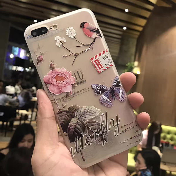 3D Relief Peach Lace Roses Flowers Phone Case For iPhone 7 6 6S Plus Soft TPU Back Cover Cases For iPhone X 6 6S 8 Plus