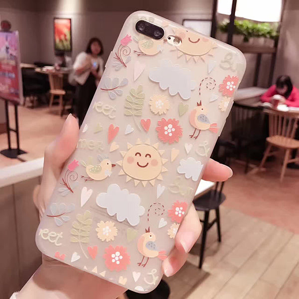 3D Relief Peach Lace Roses Flowers Phone Case For iPhone 7 6 6S Plus Soft TPU Back Cover Cases For iPhone X 6 6S 8 Plus