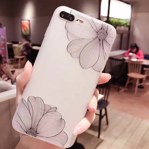 3D Relief Peach Lace Roses Flowers Phone Case For iPhone 7 6 6S Plus Soft TPU Back Cover Cases For iPhone X 6 6S 8 Plus