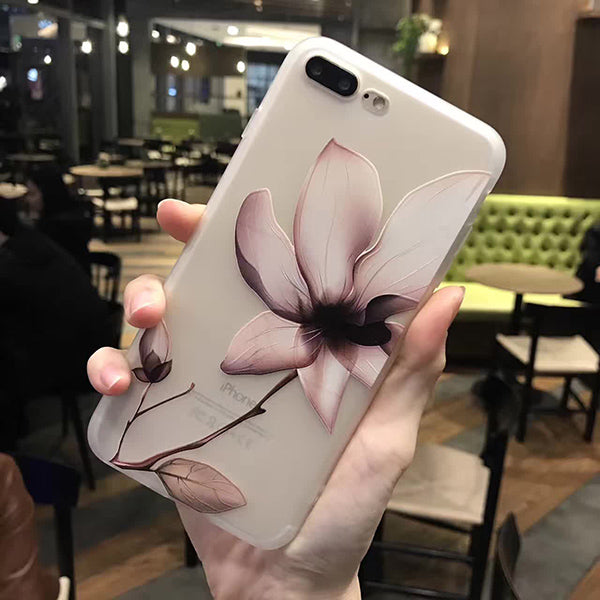3D Relief Peach Lace Roses Flowers Phone Case For iPhone 7 6 6S Plus Soft TPU Back Cover Cases For iPhone X 6 6S 8 Plus