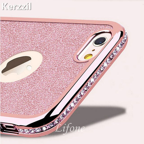 3D Diamond Rug Bumpers Soft TPU Case + Bling Card Cover For iPhone X 6 6S 7  8 Plus