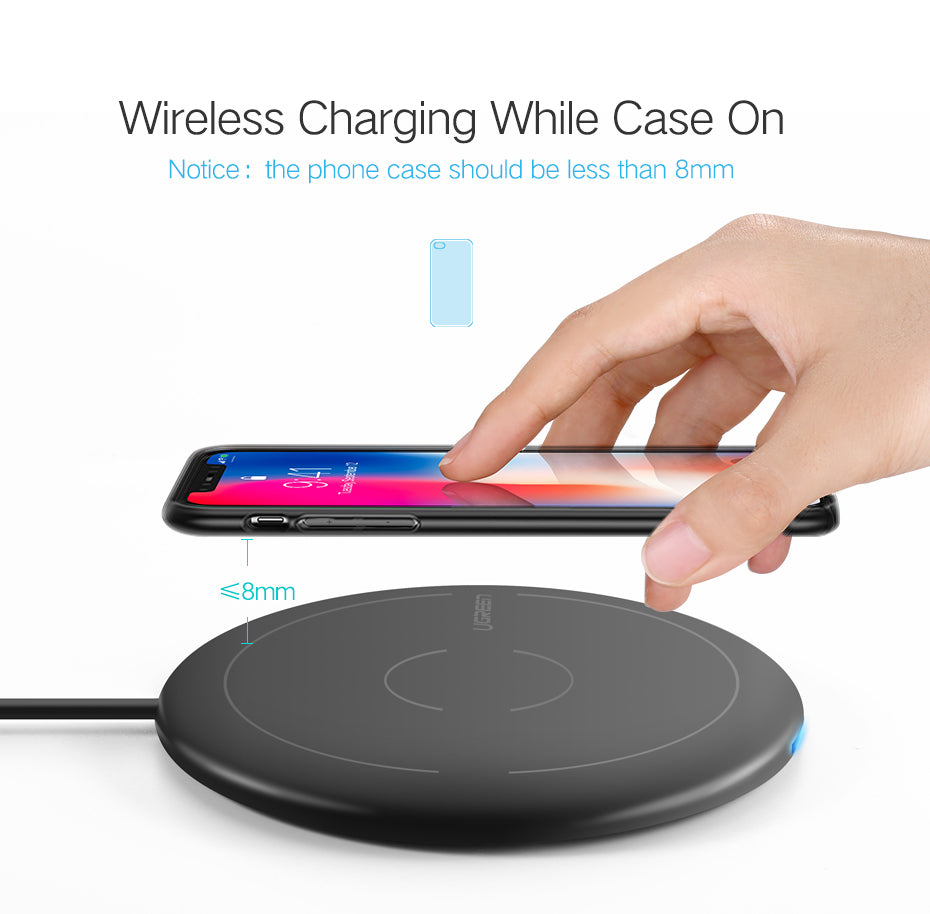 Ugreen Wireless Charger for iPhone 8/X /8 Plus 10W Qi Fast Wireless Charging Pad Wireless Charger for Samsung Galaxy S8/S7 /S8 +