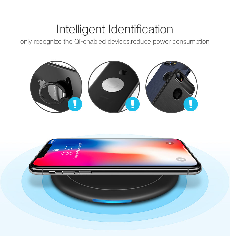 Ugreen Wireless Charger for iPhone 8/X /8 Plus 10W Qi Fast Wireless Charging Pad Wireless Charger for Samsung Galaxy S8/S7 /S8 +