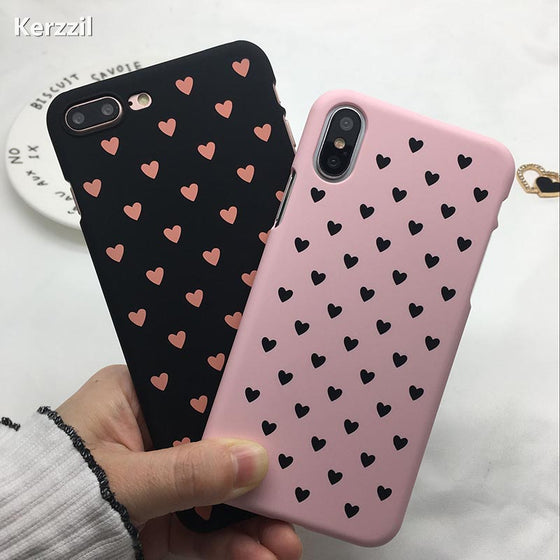 Love Heart Phone Cover For iPhone 6 6S 8 Plus Hearts Hard PC Coque Capa
