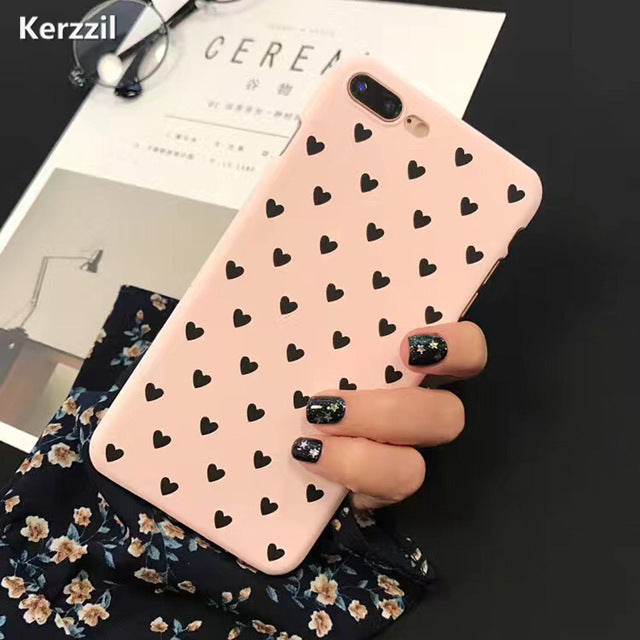 Love Heart Phone Cover For iPhone 6 6S 8 Plus Hearts Hard PC Coque Capa