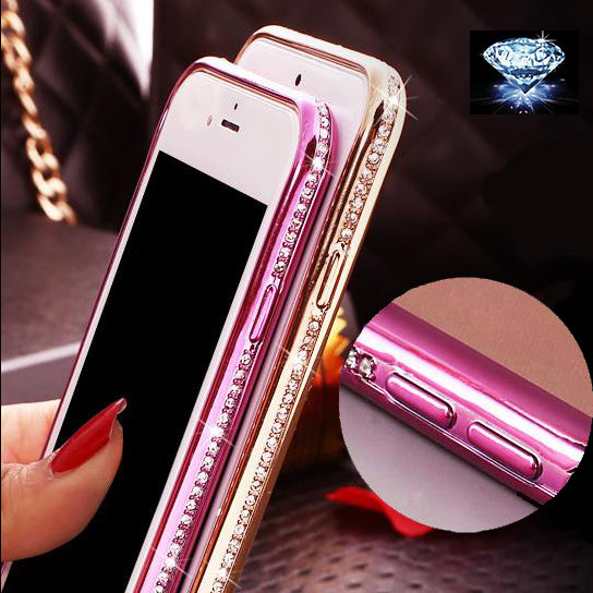 iPhone Diamond Case For iPhone X 6s 7 8 Slim Clear Soft TPU Crystal Rhinestone Silicone cover back