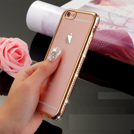 iPhone Diamond Case For iPhone X 6s 7 8 Slim Clear Soft TPU Crystal Rhinestone Silicone cover back