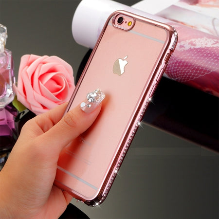 iPhone Diamond Case For iPhone X 6s 7 8 Slim Clear Soft TPU Crystal Rhinestone Silicone cover back