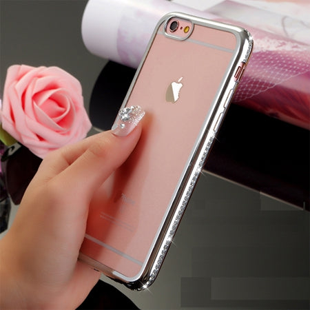 iPhone Diamond Case For iPhone X 6s 7 8 Slim Clear Soft TPU Crystal Rhinestone Silicone cover back