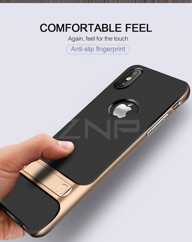 iPhone X 10 Case Cover Kickstand PC+TPU Shock Proof Holder Phone Cases