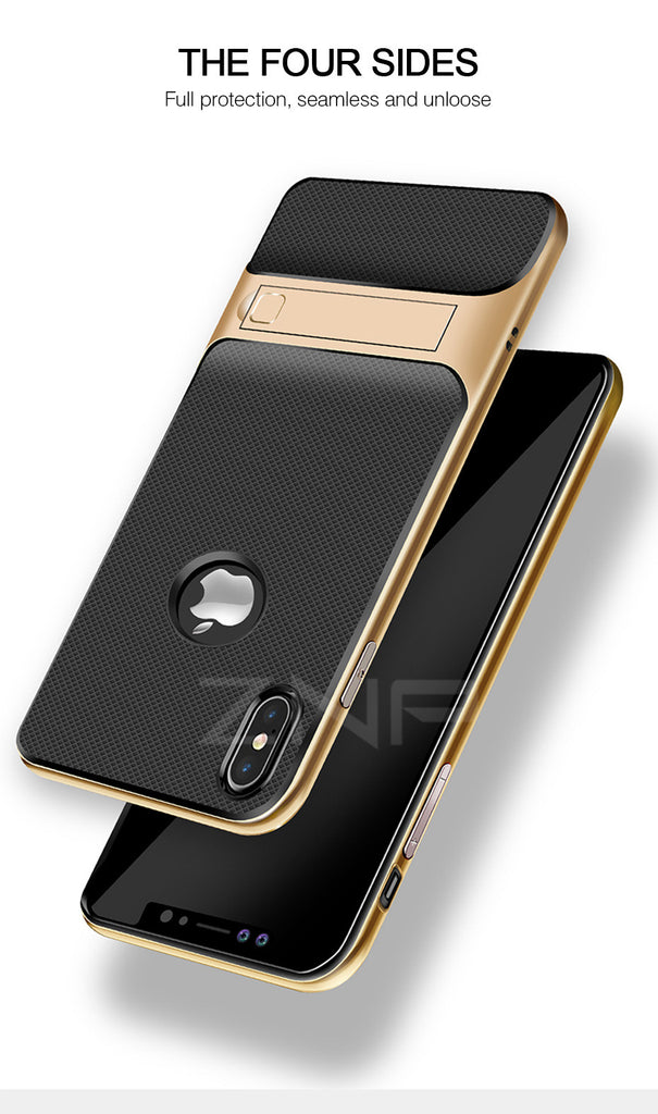 iPhone X 10 Case Cover Kickstand PC+TPU Shock Proof Holder Phone Cases