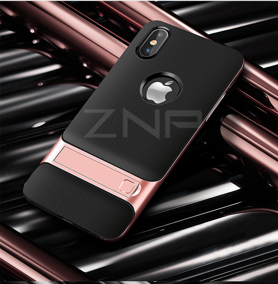 iPhone X 10 Case Cover Kickstand PC+TPU Shock Proof Holder Phone Cases