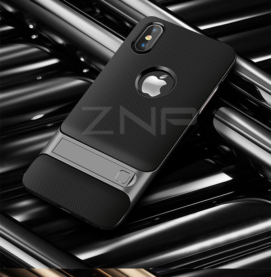 iPhone X 10 Case Cover Kickstand PC+TPU Shock Proof Holder Phone Cases