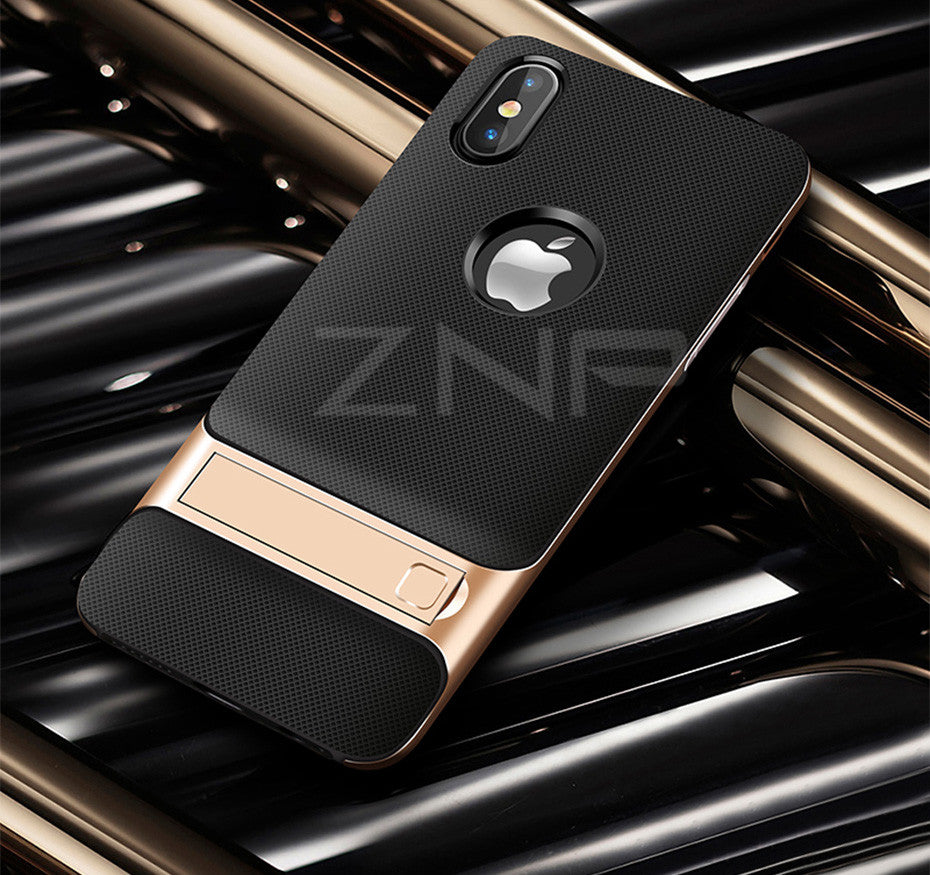 iPhone X 10 Case Cover Kickstand PC+TPU Shock Proof Holder Phone Cases