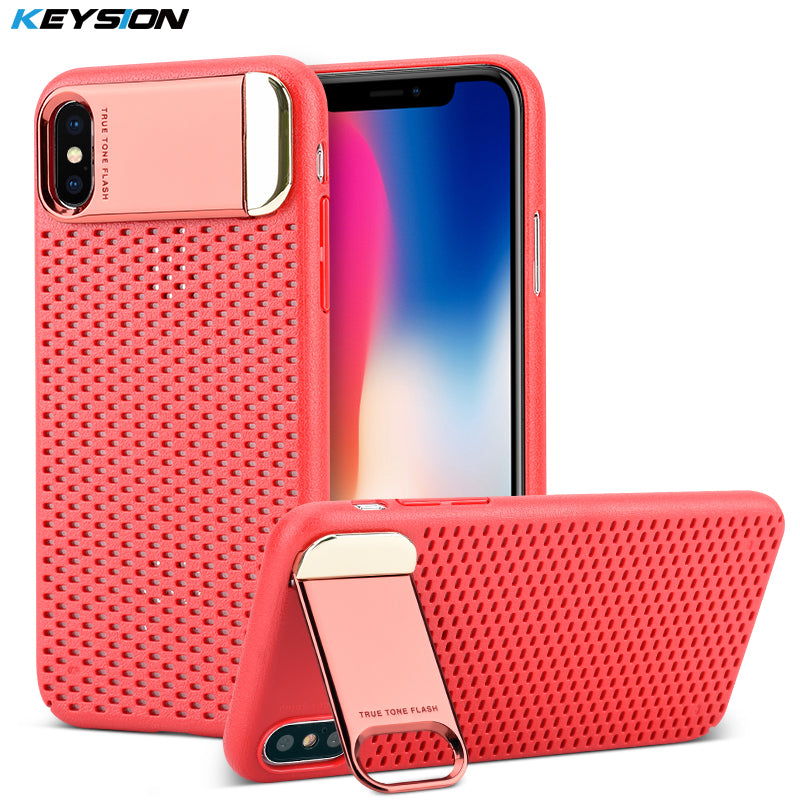 Zinc Alloy Kickstand Case For Apple iPhone X Honeycomb Hollow Heat Dissipation Stand Cover Armor Case