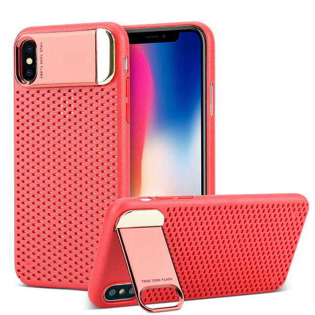 Zinc Alloy Kickstand Case For Apple iPhone X Honeycomb Hollow Heat Dissipation Stand Cover Armor Case