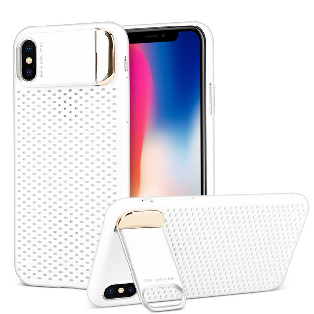 Zinc Alloy Kickstand Case For Apple iPhone X Honeycomb Hollow Heat Dissipation Stand Cover Armor Case
