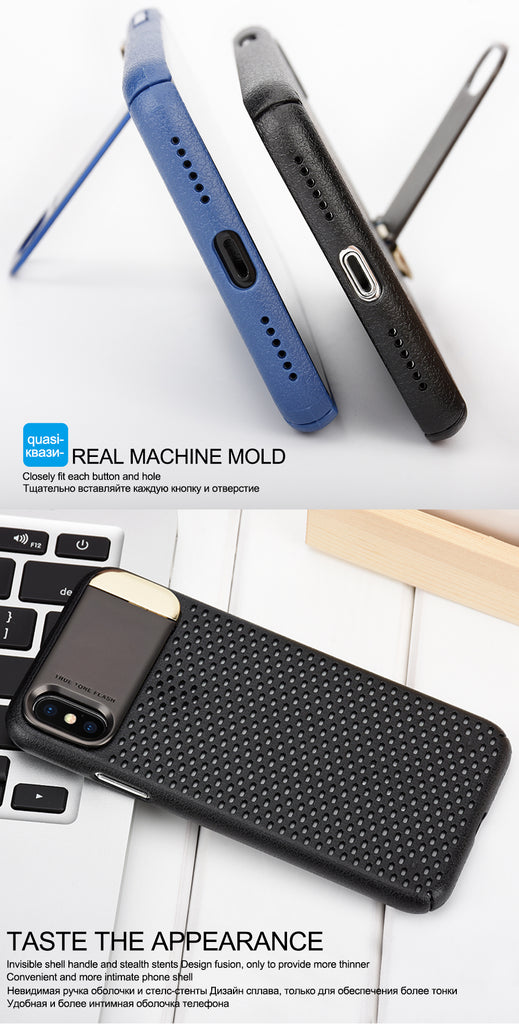 Zinc Alloy Kickstand Case For Apple iPhone X Honeycomb Hollow Heat Dissipation Stand Cover Armor Case