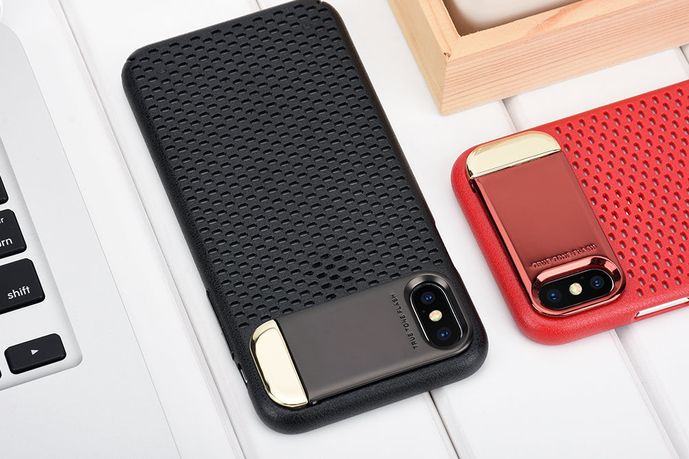 Zinc Alloy Kickstand Case For Apple iPhone X Honeycomb Hollow Heat Dissipation Stand Cover Armor Case