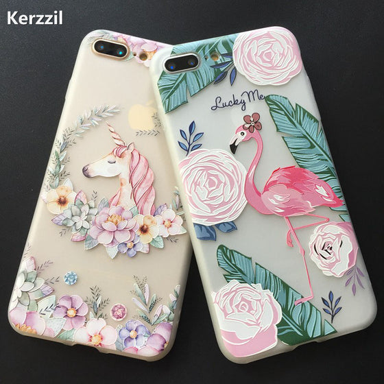 Unicorn Flamingo Case For iPhone 7 Plus Soft TPU Back Cover For iPhone X