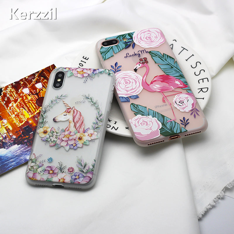 Unicorn Flamingo Case For iPhone 7 Plus Soft TPU Back Cover For iPhone X