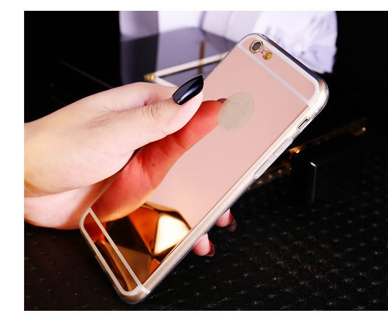 Rose gold Luxury Mirror Flash Fashion Case For iPhone 7 6 6S Plus 5s SE Soft Clear TPU Cover For iPhone 6 7 6S 5S