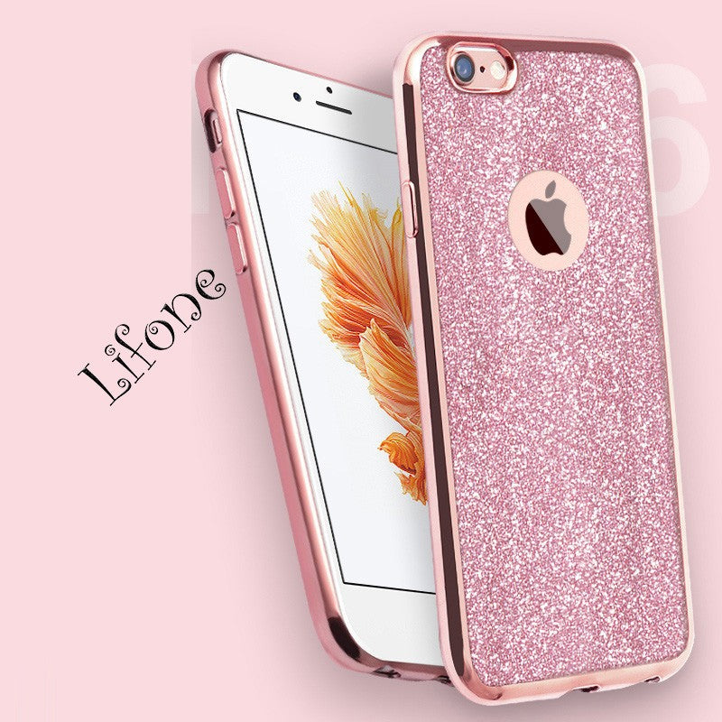 Kerzzil Luxury Clear TPU Phone Case For iPhone 7 & 8 Plus 6 6s 6 Plus SE X 5s Silicone Soft Plating Back Cover With Bling Card