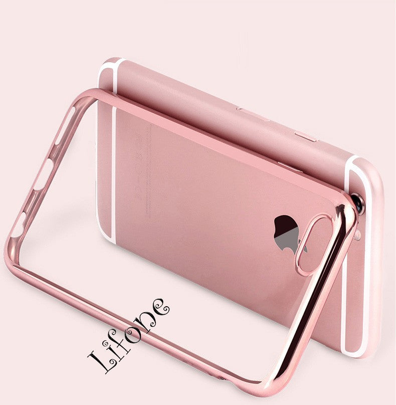 Kerzzil Luxury Clear TPU Phone Case For iPhone 7 & 8 Plus 6 6s 6 Plus SE X 5s Silicone Soft Plating Back Cover With Bling Card