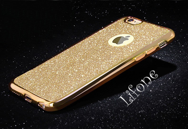 Kerzzil Luxury Clear TPU Phone Case For iPhone 7 & 8 Plus 6 6s 6 Plus SE X 5s Silicone Soft Plating Back Cover With Bling Card